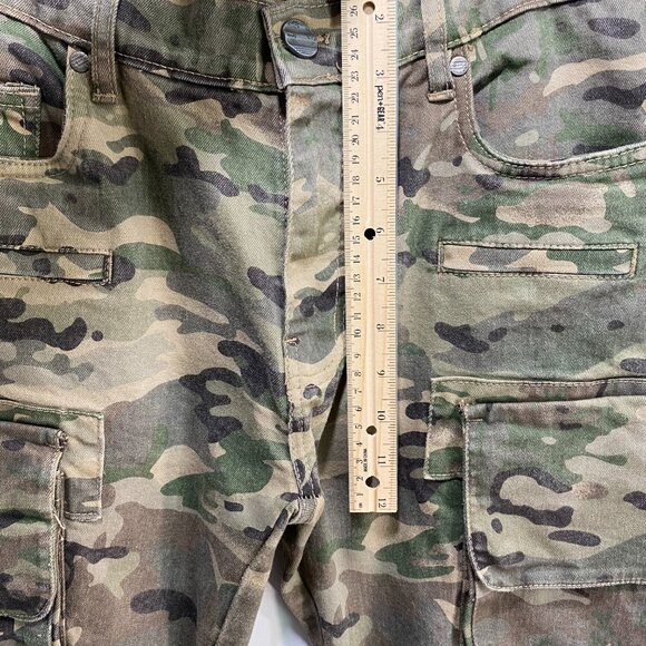 FWRD Denim Jeans Camo Cargo Mens 32/32 Green Tactic Slim Fit Back Patch Pockets - Picture 5 of 9